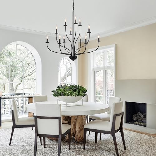 Black Chandelier 12 Light Modern Farmhouse Design