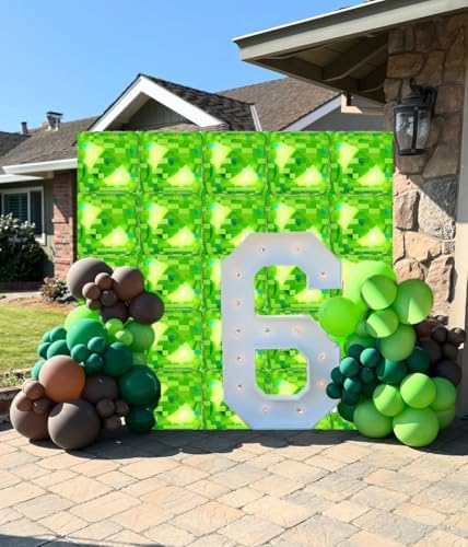 Green Pixel Miner Theme Balloons 25 Pcs Set