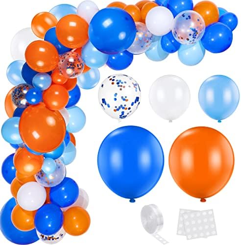HyDren 198 Pcs Blue Orange Balloons Arch Garland Kit