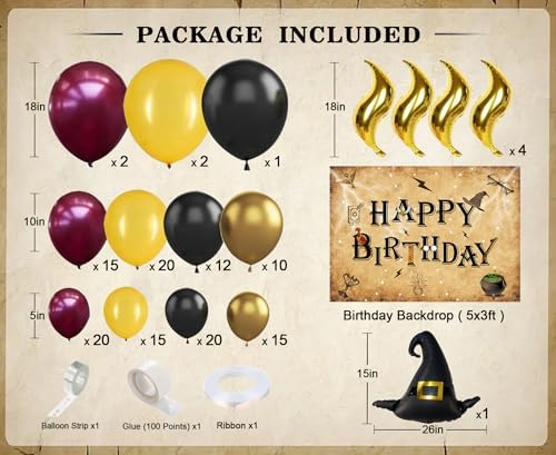 Magical Wizard Balloons Arch Kit 140pcs Birthday Party Decor