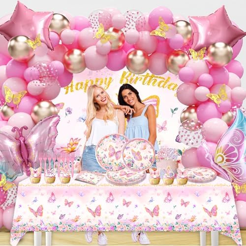 145Pcs Butterfly Birthday Decorations Set