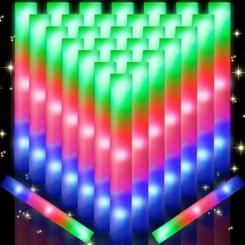 OLUPP 124 PCS Foam Glow Sticks with 3 Modes