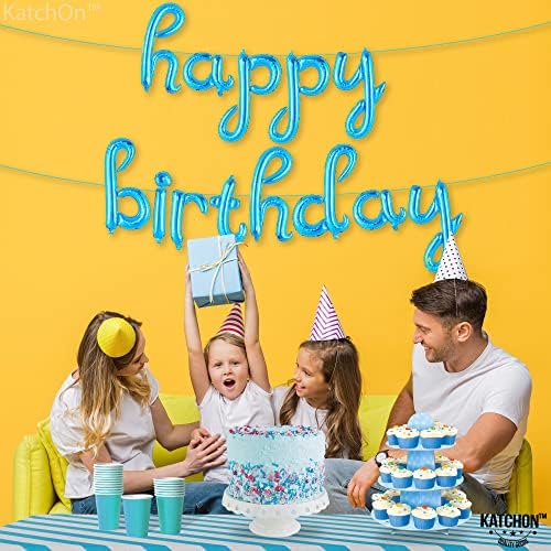KatchOn Big Blue Number 2 Balloon with Happy Birthday Banner - Pack of 2