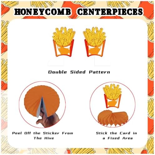 9PCS French Fries Honeycomb Centerpieces Party Decorations