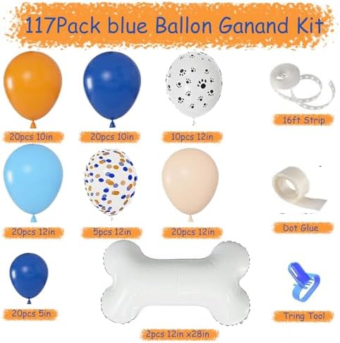117 Pcs Blue Birthday Balloons Decorations Kit