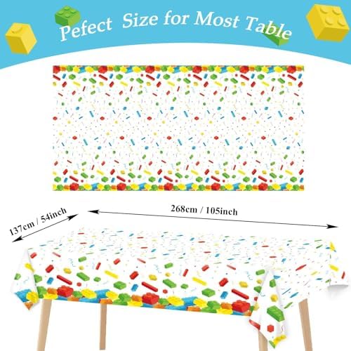 3 Pcs Building Blocks Tablecloth 105 x 54 Inches