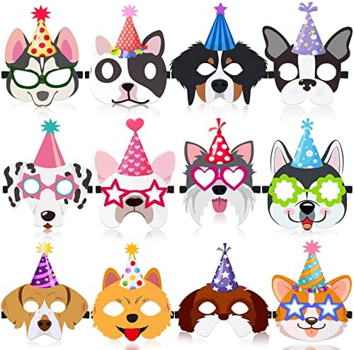 12 Pcs Dog Party Favor Masks for Kids and Adults