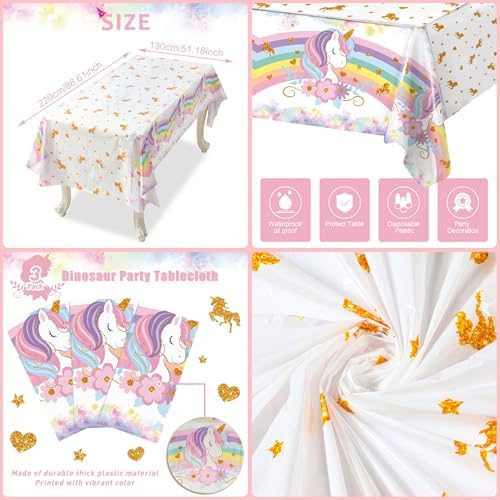 3PCS Unicorns Tablecloths Birthday Party Decor
