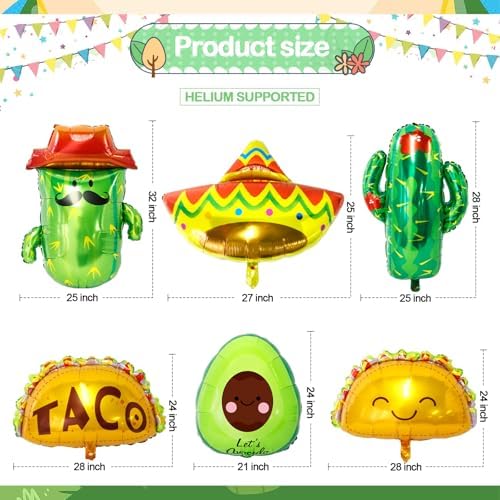 Taco Fiesta Balloons 13Pcs Party Decorations