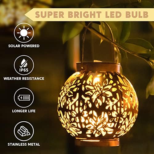 JOIEDOMI 2 Pack Solar Hanging Lanterns for Outdoor Use