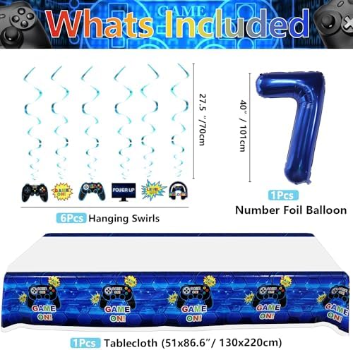 Video Game Party Decorations 7th Birthday Set for Boys