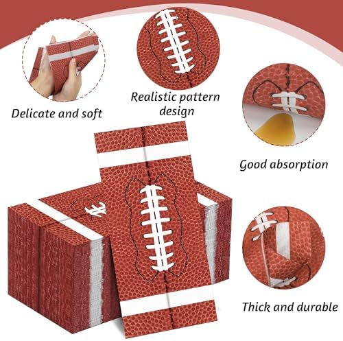 100 Piece Football Shape Disposable Napkins for Parties