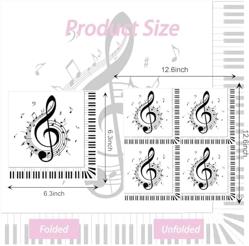 40Pcs Music Themed Napkins with Piano Keyboard Notes