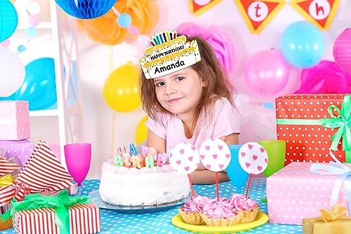 WaaHome Birthday Crowns for Kids Classroom - 24pcs Adjustable Paper Hats Headbands