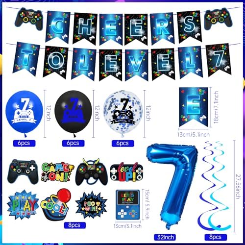 Video Game Themed 7th Birthday Party Decorations Kit