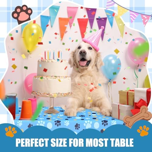 2 Pack Blue Dog Paw Print Tablecloth 54x108 Inch