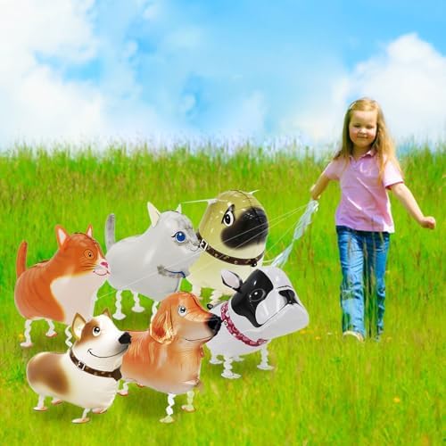 6 Pcs Dog Cat Walking Balloons Party Decorations