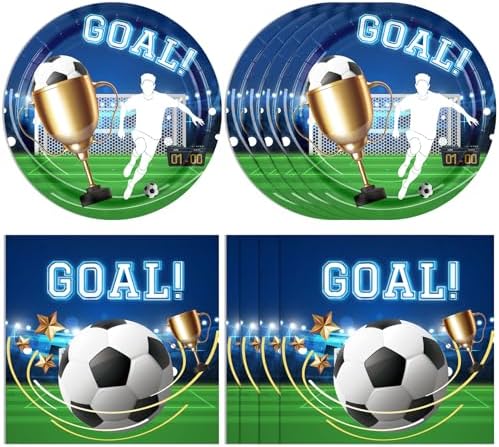 HiToJY 40 PCS Soccer Party Tableware Set Plates Napkins for 20 Guests