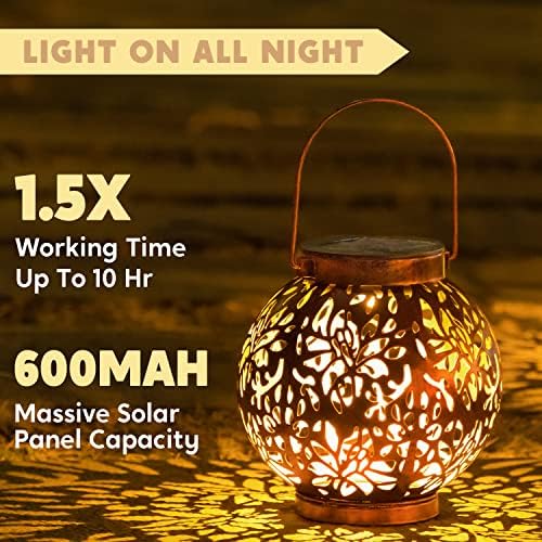 JOIEDOMI 2 Pack Solar Hanging Lanterns for Outdoor Use