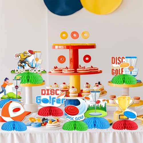 Disc Golf Party Decorations 8pcs Honeycomb Centerpieces