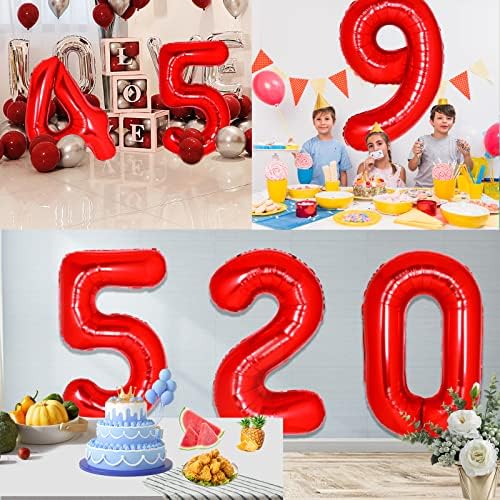 40 Inch Red Number 9 Balloon for Birthday Decorations