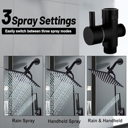 8 Rain Shower Head Combo with Matte Black Finish