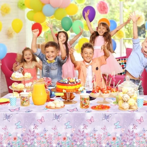 4 Pack Butterfly Tablecloths for Kids Birthday Celebrations