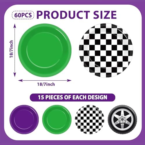 60Pcs Monster Truck Party Plates for Kids