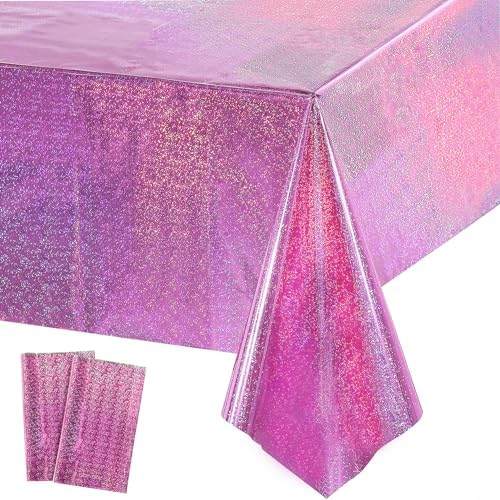 GREATRIL Pink Party Tablecloth 54x108 2 Packs