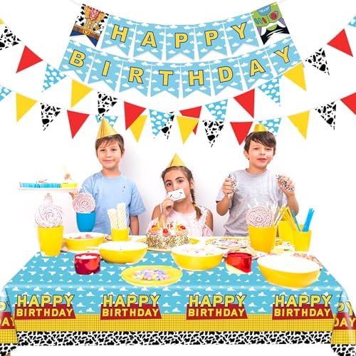 Cartoon Story Party Decorations Set Tablecloths Banners Flags