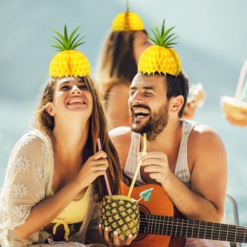 Spiareal 12 Pcs 6 Inch Pineapple Party Hat for Summer Beach Birthday