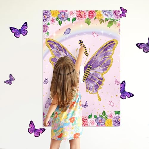 Pin The Tail Butterfly Game with 32 Pcs Tails