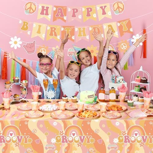 Geyee 173 Pcs Groovy Party Supplies Serves 24