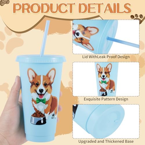 15 Pcs Dog Party Cups with Lids and Straws