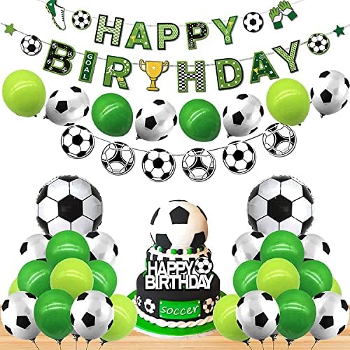 Soccer Birthday Banner Balloons Set