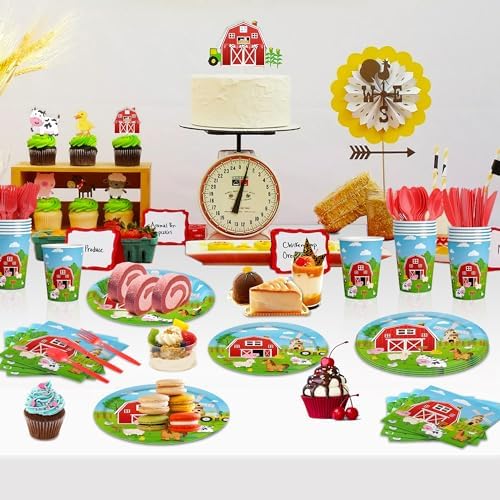 150 Pcs Farm Animal Birthday Party Decorations Set