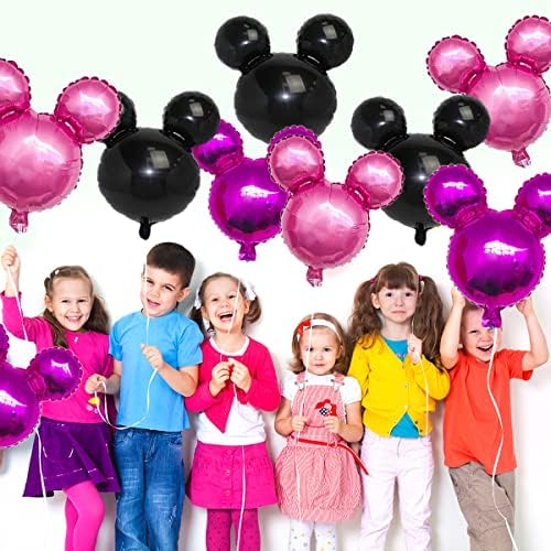 9Pcs Pink Mouse Foil Balloons Cartoon Party Decoration