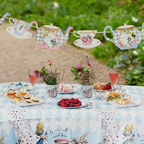 Talking Tables Blue Alice in Wonderland Table Cover Disposable Recyclable