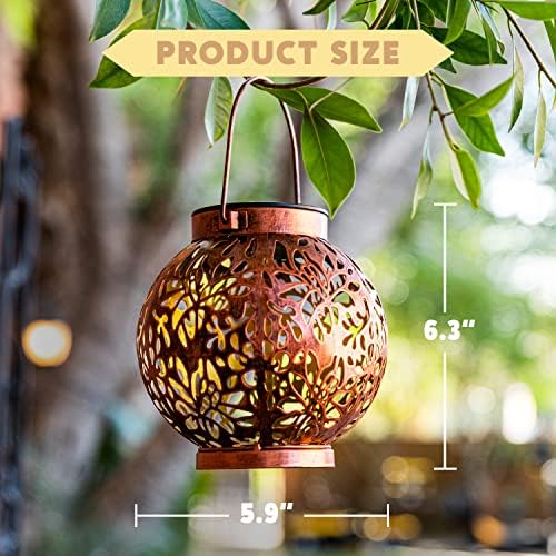 JOIEDOMI 2 Pack Solar Hanging Lanterns for Outdoor Use