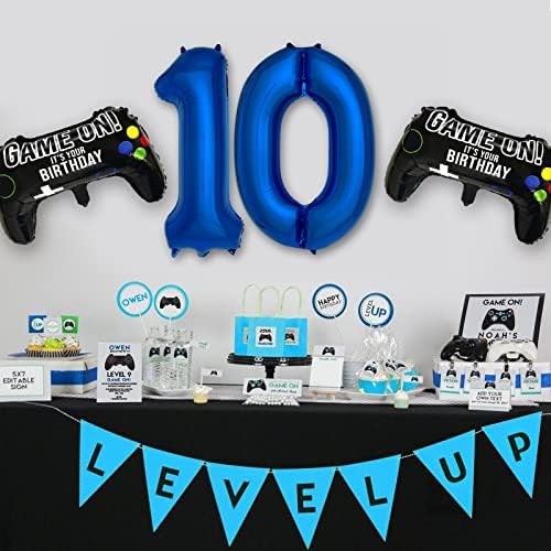 Navy Blue Game On Balloon Set Boys 10th Birthday Decorations