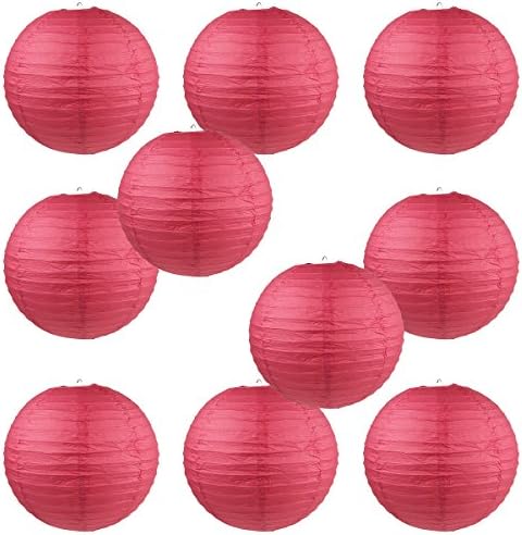 WYZworks Round Paper Lanterns 10 Pack Red 16 Inch