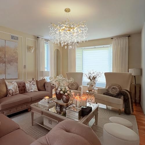 Modern Gold Crystal Chandelier with 10 Lights 30 Inch