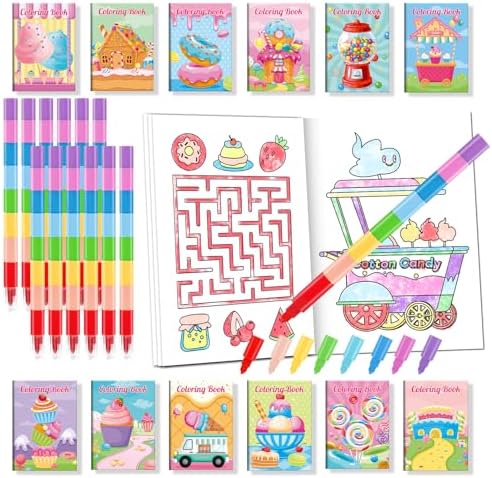 BenLouis 24 Mini Coloring Books with Stacking Crayons