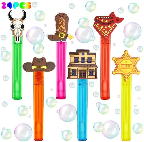 Western Cowboy Party Favors 24Pcs Bubble Wand Set