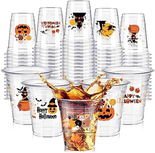 Eaasty 100 Pack Halloween Clear Drinking Cups