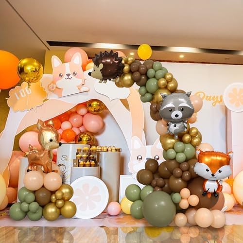 BoKin Cute Woodland Animal Balloon Arch 127Pcs Set
