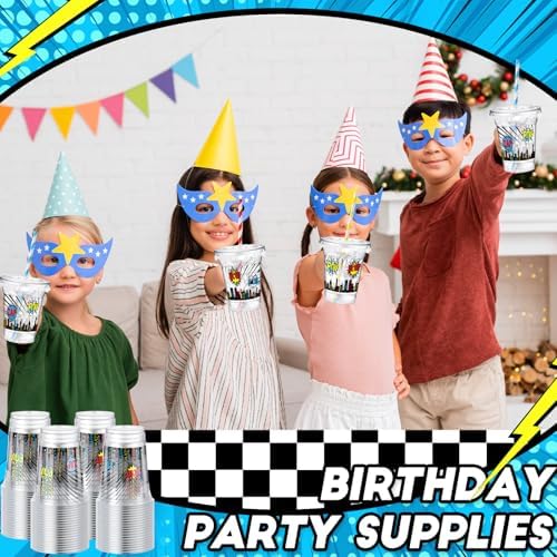 50 Pcs 12 oz Disposable Cups with Lids and Straws for Parties