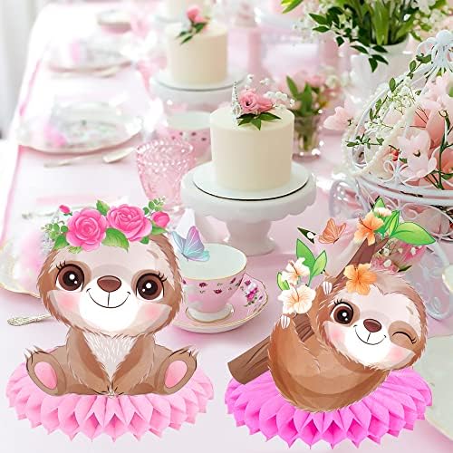 9pcs Sloth Honeycomb Centerpieces for Birthday Party Decor