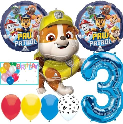 Anagram Balloons Paw Patrol Rubble 3rd Birthday Decorations