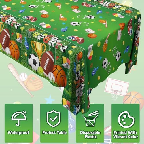 4 Pack Sports Theme Tablecloths for Boys Birthday Party